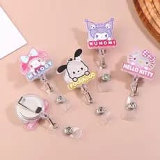 Decorador Areia Movediça Sanrio Escalável Crachá Carretel Titular Olá Kitty Kuromi Cinnamoroll Enfermeira Médico Estudan