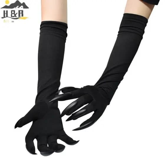 [H & B Out] Luvas De Pata De Mulher De Gato De Halloween Com Unhas Compridas E Garras Acessórios De Fantasia De Cosplay