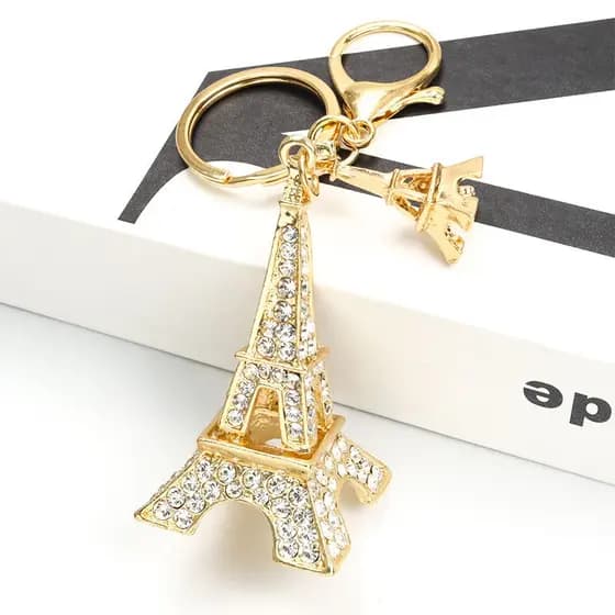 Torre Eiffel Styling Crystal Rhinestones Porta-Chaves Decoração De Mesa Pingente Interior Do Carro Anel Chaveiro Homem M