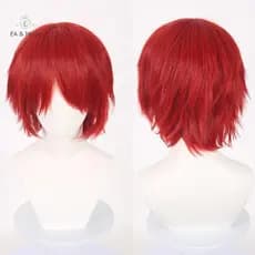 Peruca de Cosplay Curta Natural Colorida Sintética Universal para Homens, Extensão de Penteado de Festa Uzi 31.