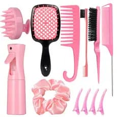 12pcs Escova Para Cabelos Cacheados Natural Curvo Rattail Pente Conjunto Ferramentas De Salão De Cabeleireiro