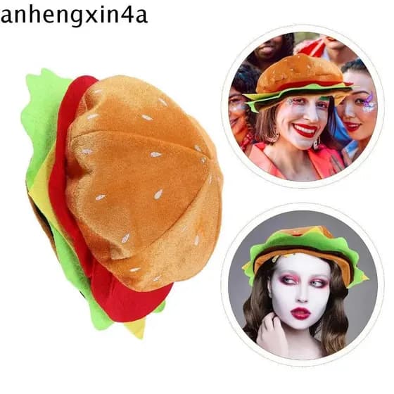 Chapéu Decorativo De Batatas Fritas ANHENGXIN , De Hambúrguer De Festa Bonito E Confortável , Boné Macio Leve Para Adere