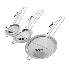 Peneira de Aço Inoxidável Utensílio Para Cozinha Malha Fina Multiuso 3 Tamanhos