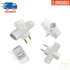 Kit 2 Adaptador de Tomada Benjamin 3 Pinos Formato T de 10A Universal