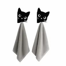 2 Suportes Porta Panos Prato Toalha Gato Gancho Parede Papel