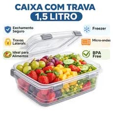 Kit Caixa Organizadora Multiuso 1,5L Transparente com Fecho Seguro 1, 2 e 3 Peças