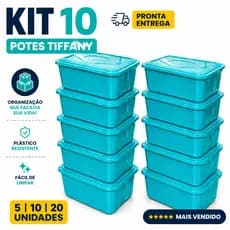 Kit 10 Potes 4 Litros Plástico Retangular Tampa Transparente Para Alimentos Mantimentos