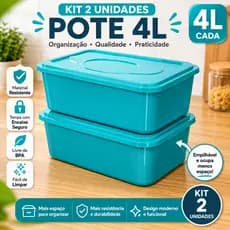 Pote Hermético 4L 2 Unidades para Mantimentos e Alimentos