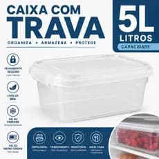 Caixa Organizadora 5L Com Travas Transparente Kit Multiuso Mantimentos Ferramentas Documentos