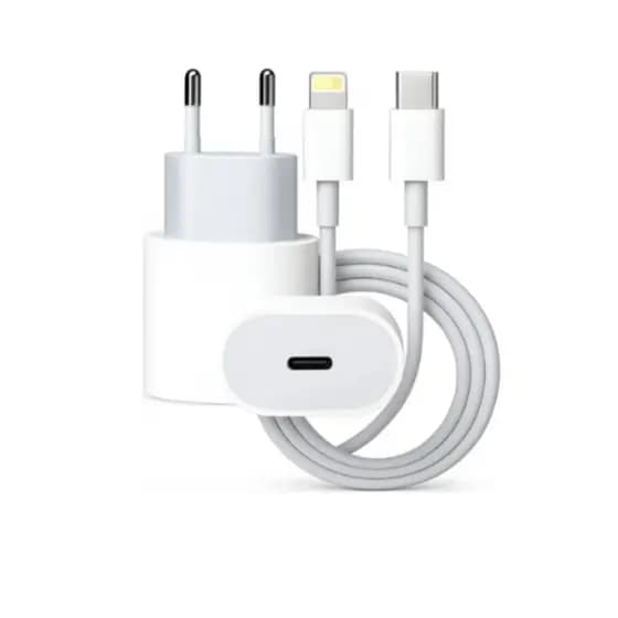 Carregador iPhone 20W + Cabo Lightning para Tipo-C – Carregamento Rápido