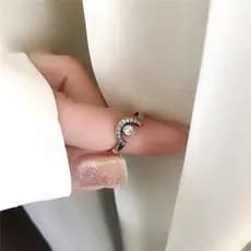 ANEL PRATA 925 MEIO CÍRCULO COM PEDRA