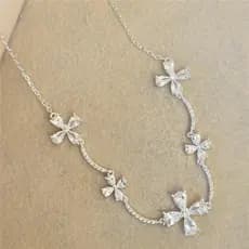 COLAR PRATA 925 GARGANTILHA FLOR ZIRCÔNIA