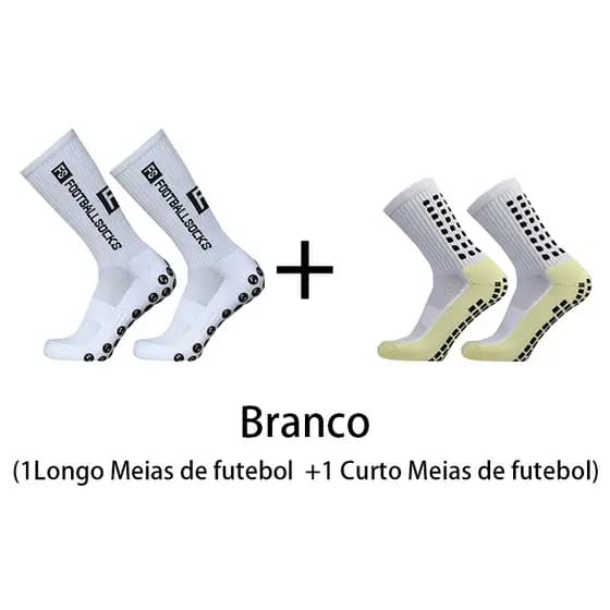 2 conjuntos duplos de meias de futebol de silicone antideslizante meias de treinamento profissionais