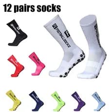 12 pares FS espessado toalha fundo anti-odor mancha cola anti-deslizamento meias de futebol