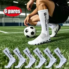 6 pares FS desporto anti-deslizamento anti-odor meias de futebol de silicone meias