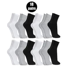 18 pares de meias de algodão de cor pura de outono-inverno meias masculinas casuais respiradoras