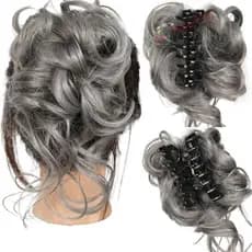 SOSFER Aplique de Cabelo Cacheado Coque, Extensões de Cabelo com Presilha e Aparência Natural para Mulheres J2KC