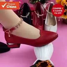 2025 Primavera Outono Novo Estilo Moda Sapatos de Couro Macio para Mães Versão de Corrente com Salto Médio Eletroplacado