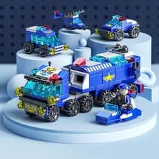 MOC Blocos de Construção Montados Série de Polícia Militar Meninos Brinquedos Educativos Crianças Cidade Carro de Políci