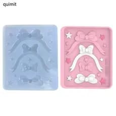 QUIM Brilhante-Geometria Princesa Corrida Bowknot Silicone Resina Epóxi Molde Chaveiro Pingente Jóias Para Saco D