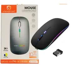 Mouse H'maston E-1200 Sem Fio Recarregável com LED RGB Design Ergonômico Conexão USB