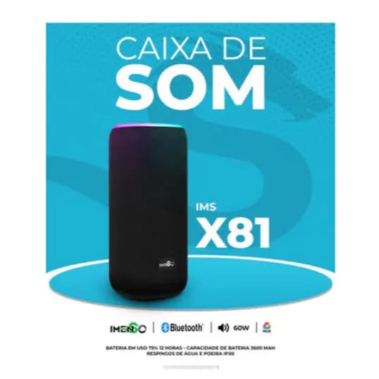 IMENSO Caixa de Som Bluetooth X81 60w 3600mAh