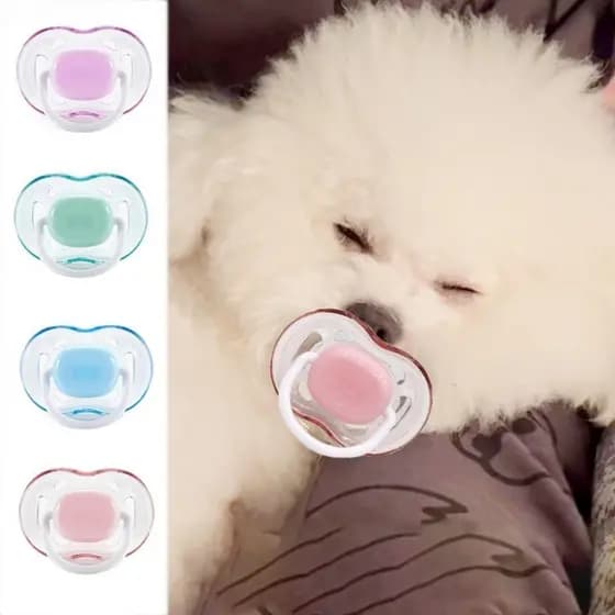 4PCS Chupeta Calmante para Animais de Estimação, Brinquedo de Mastigar de Silicone Anti-Mordida para Cães