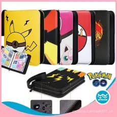 Porta-cartões de material PU de luxo, suporte para 400 cartas, fichário de jogos de Pokémon, álbum com zíper, capacidade