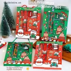 Conjunto de Papelaria Infantil Kawaii de Natal com Apontador, Borracha e Régua de 6 Peças para Uso Escolar