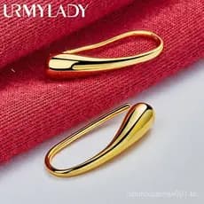 URMYLADY Gotas De Água/Brincos De Pinos De Ouro 24K Para Mulheres Moda De Noivado De Casamento Jóias De Encanto