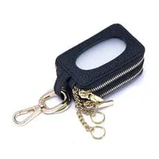 Bolsa De Chave De Janela Transparente De Couro Com Mosquetão Gancho Design Portátil Organizador Carro Pendurado Na Cintu