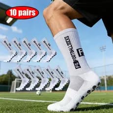 10 pares de meias de futebol de silicone anti-deslizante masculino e feminino FS