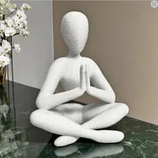 Estatueta Escultura Enfeite Efeito Marmore Para Sala Mesa Decoração Escritório NobodyNamasteMãosYoga