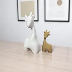Girafas mãe e filho filha estatua decoração animal luxo enfeite sala zoo estatuetaMinimalistaTextura