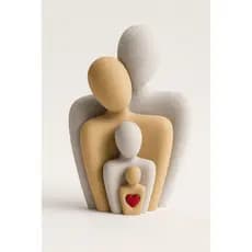 Enfeite Estatueta escultura família coração decoração sala quarto mesa escritório Branco /Areia União Minimalista