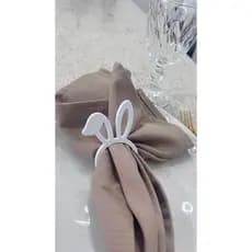 Kit Porta guardanapo páscoa coelho decoração mesa posta minimalista branco jogo americano argola plástico