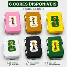 Caixa Porta Figurinhas Album Copa Do Mundo 2026 Grande Preto verde amarelo azul Organizador Estojo