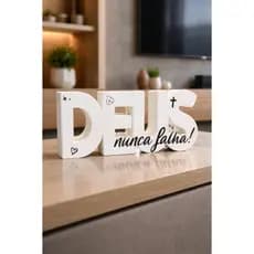 Decoração Frase DEUS NUNCA FALHA Inspiradora Minimalista Quarto Escritório presente criativo Biblico Letreiro moderno