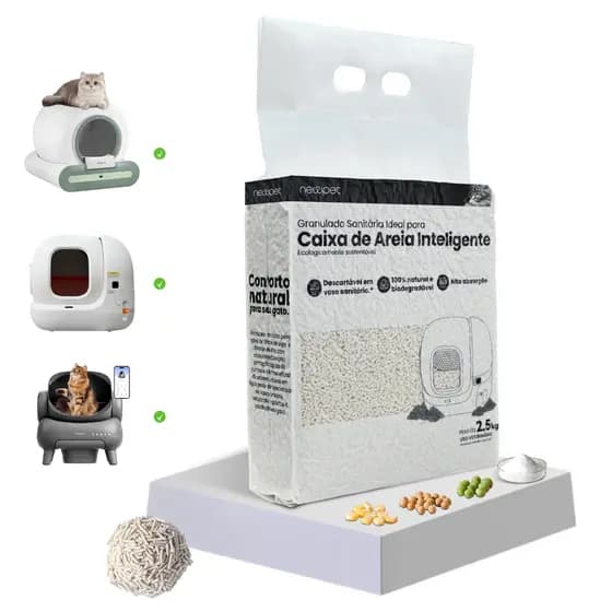 Areia Higiênica de Tofu para Gatos, Grumos Firmes, Biodegradável no Vaso, Super Absorvente e Ingredientes Naturais 2,5kg