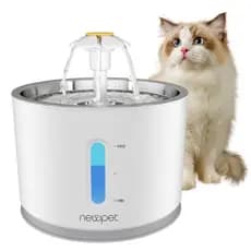NewPet Fonte de Água Automática 2.4L para Gatos e Cães, USB, com Luz LED, Bebedouro Inteligente para Pets