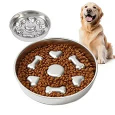 Newpet Comedouro Lento Educativo Interativo inox Linha Premium Cachorro Gato Alta Qualidade Antiderrapante Pet
