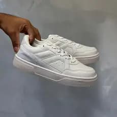 Tênis Force Air Masculino Academia Casual Caminhada Couro Branco Preto Leve Confortável Esportivo