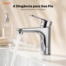 Heemli Torneira para Lavatório Aço Inox Cromado Monocomando Bica Baixa Água Quente e Fria