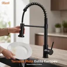 Heemli Torneira Gourmet para Cozinha Água Quente e Fria Ducha Multifuncional Aço Inox para Pia de Bancada