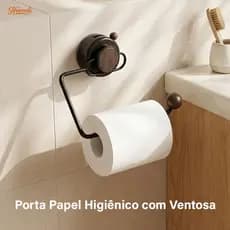 suporte de papel higienico de madeira tipo ventosa instalação sem furos Adequado para banheiro Heemli