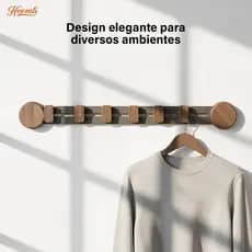 Heemli Cabideiro de Parede com Ventosa - Não Fura a Parede, Acabamento em Madeira, Ideal para Quarto e Banheiro