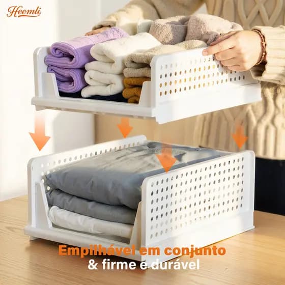 Heemli Organizador de Guarda-Roupa Branco com Gaveta Multiuso Grande Capacidade Resistente e Durável