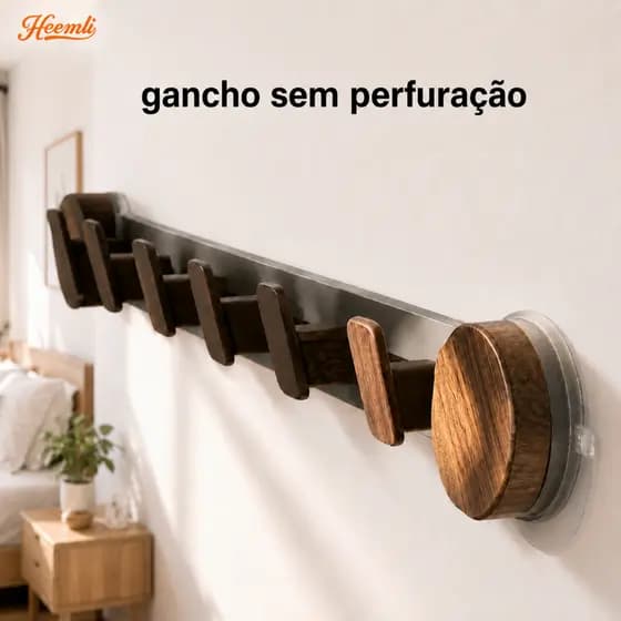 Heemli Gancho de Parede com Ventosa Sem Furar, Cabideiro Multiuso Forte para Banheiro Cozinha e Quarto