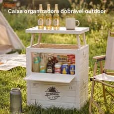 Heemli Caixa Organizadora Dobrável Multiuso com Tampa Mesa Portátil Camping Casa