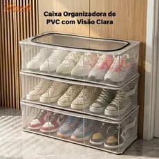 Heemli Caixa Organizadora Dobrável com Visor Transparente para Sapatos e Roupas
